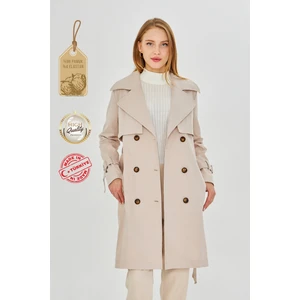 Esnek Pamuk Gabardin Midi (95CM) Astarsız Kadın Trençkot 1118