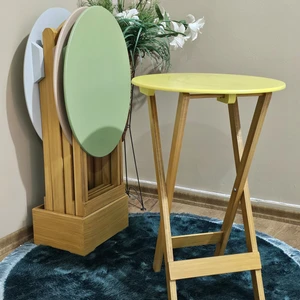 Tekir Store Çanta Sehpa Oval Model Ahşap Mdf Dekoratif 4 Lü Zigon