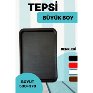 Büyük Boy Plastik Fastfood Yemekhane Servis Tepsisi(53×37)Siyah