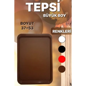 Büyük Boy Plastik Fastfood Yemekhane Servis Tepsisi(53×37) Kahverengi
