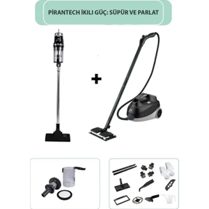 CB-107C Çok Fonksiyonlu Buharlı Temizlik Makinası / EK200 Torbasız Kablolu Dikey Süpürge