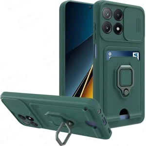 M.TK Moveteck Xiaomi Mi 14T Pro Kılıf Kamera Korumalı Yüzüklü Sürgülü Lens Kızaklı Kartvizitli Cüzdanlı Ip Askılı Renkli Silikon Kartlıklı