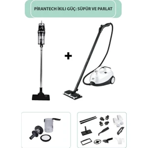 CB-107C Çok Fonksiyonlu Buharlı Temizlik Makinası / EK200 Torbasız Kablolu Dikey Süpürge