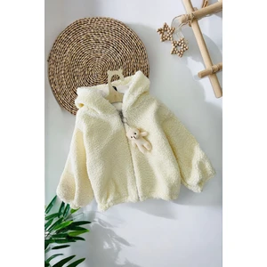 Miniğimin Cicileri Ayıcık Aksesuarlı Kuzu Kız çocuk mont - Krem