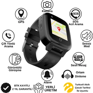 İNO25 Akıllı Çocuk Saati Sim Kartlı ve Görüntülü Görüşme Gps Sos Özellikli(Btk Kayıtlı-Yerli Üretim)
