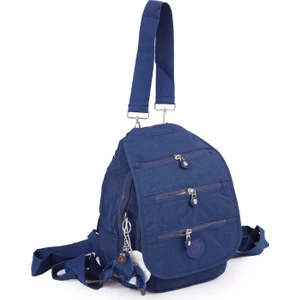 Küçük Boy Krinkıl / Klinkır Su Geçirmez Çok Gözlü Uzun Askı Günlük El Omuz Çapraz ve Sırt Çantası Lacivert 13-5A