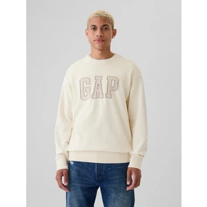 Erkek Kırık Beyaz Gap Logo Relaxed Intarsia Kazak