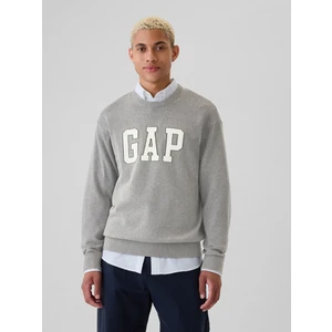 Erkek Gri Gap Logo Relaxed Intarsia Kazak