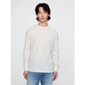 Erkek Kırık Beyaz Gap Logo Waffle Örgü T-Shirt