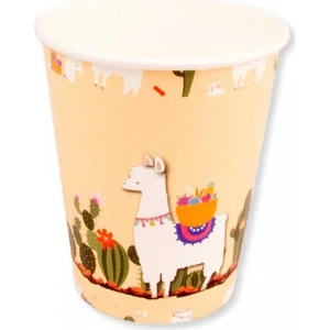 Lama Kaktüslü Karton Bardak 8'li