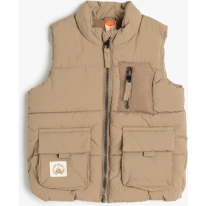 Şişme Yelek Kapüşonlu Içi Polar Astarlı Kapaklı Cep Detaylı