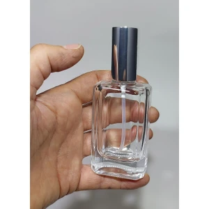 Parad Şişe 10 Adet 50 ml Cam Yeniden Doldurulabilir Sprey Kolonya Boş Parfüm Şişe Gümüş Renk Kapaklı