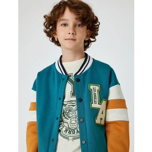 Kolej Bomber Ceket Aplike Detaylı Renk Kontrastlı