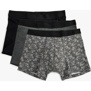 Boxer Seti 3'lü Slim Fit Palmiye Baskılı Pamuk Karışımlı
