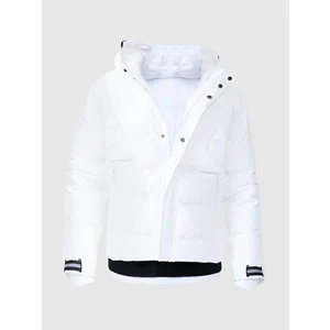 Erkek Kapüşonlu Fermuarlı Beyaz Mont