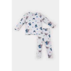 Kız Bebek Pijama Takımı Disney Lilo & Stitch Uzun Kollu Fitilli Kaşkorse Üst Beli Lastikli Uzun Alt D5373A524WN