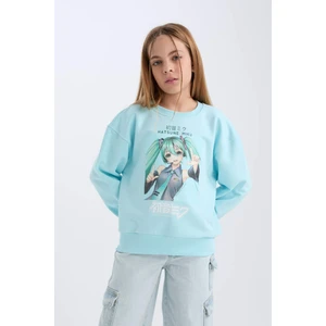 Kız Çocuk Hatsune Miku Oversize Geniş Kalıp Bisiklet Yaka Sweatshirt D2826A824WN