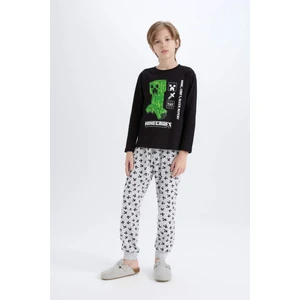 Erkek Çocuk Minecraft Pijama Takımı Bisiklet Yaka Uzun Kollu Üst Beli Lastikli Uzun Alt D8101A824WN