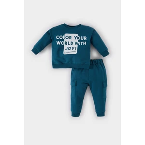Erkek Bebek 2'li Takım Baskılı Sweatshirt Beli Lastikli Kargo Cepli Eşofman Altı D7663A524WN