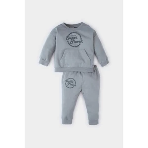 Erkek Bebek 2'li Takım Baskılı Sweatshirt Beli Lastikli Eşofman Altı D7649A524WN