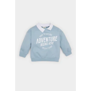 Erkek Bebek Gömlek Yaka Baskılı İçi Yumuşak Tüylü Sweatshirt D6758A524WN