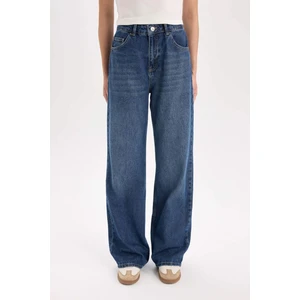 Straight Wide Yüksek Bel Uzun Jean Yıkamalı Pantolon E2975AX24CW