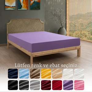 %100 Pamuklu Penye Tek Kişilik Lastikli Çarşaf 100 x 200 - Lila
