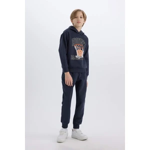 Erkek Çocuk 2'li Takım Kapüşonlu Baskılı Sweatshirt Beli Paçası Lastikli Eşofman Altı B0410A824CW