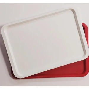 2 Li Büyük Boy Plastik Fastfood Yemekhane Servis Tepsisi(53×37) Kırmızı Beyaz