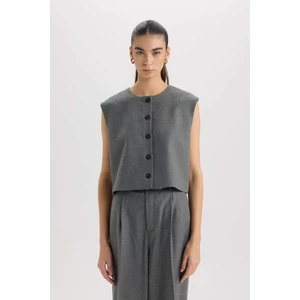 Bisiklet Yaka Basic Düz Düğmeli BlazerYelek E0571AX24AU