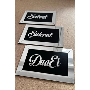 Lina Hobby Sabret Şükret Dua Et 3'lü Set Duvar Dekoru Mdf
