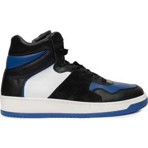 Erkek Siyah Mavi Beyaz Hakiki Deri Sneaker Bot 3K1SB75175