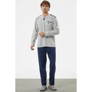 Hakim Yaka Cepli Pijama Takım - Gri