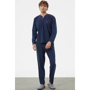 Hakim Yaka Cepli Pijama Takım - Lacivert