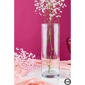 Denizli El Imalatı Silindir Cam Vazo 10CM En x 25 cm Boy
