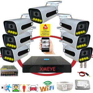 7'li Araç Yüz ve Insan Tanımalı Hareket Algılayan 5 Mp Lens 4 Warm LED Gece Renkli Gösteren Güvenlik Kamera Seti BS784W