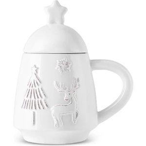 New Year Yılbaşı Snowy Kapaklı Kupa 360 ml Beyaz