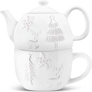 New Year Yılbaşı Snowy Demikli Kupa 400 ml Beyaz