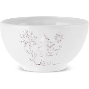New Year Yılbaşı Snowy Geyikli Kase 14 cm Beyaz