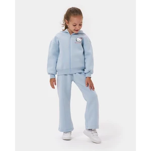 Kız Çocuk  Baskılı Kapşonlu Oversize Fermuarlı Eşofman Takımı