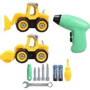 Eğitici Sök Tak Oyuncak 2 Li Iş Makinaları Pilli Matkaplı Tamir Seti Kepçe,silindir
