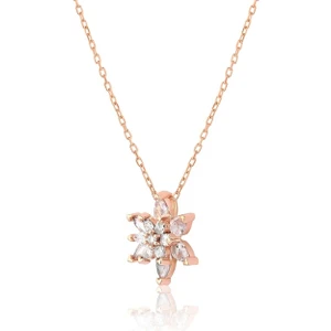 Zanaat Silver 925 Ayar Gümüş Zincirli Rose Nilüfer Çiçeği Kolye