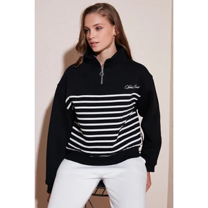 Streç Oversize Fit Yarım Fermuarlı Dik Yaka Sweat Bayan Sweat 5865883