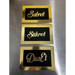 Lina Hobby Sabret Şükret Dua Et 3'lü Tablo Seti Duvar Süsü 20 x 13