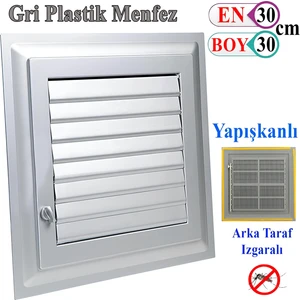 Menfez Banyo Wc Tuvalet Havalandırma Plastik Panjur Gri 30X30 cm