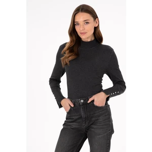 Pierre Cardin Kadın Antrasit Slim Fit Yarım Balıkçı Basic Kazak 50290578-VR006