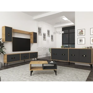 Cantek Dizayn Hiraa 180  cm  Tv Ünitesi, KONSOL(K x 180) ve Orta Sehpa Salon Takımı Safirmeşe-Antrasit