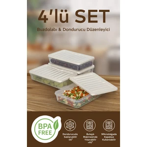 Nesto Home 4lü Set 1200 ml Buzdolabı Düzenleyici Buzluk ve Mikrodalga Saklama Kabı