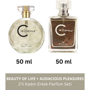 Clé D'amour Cle D'amour Beauty Of Life + Audacious Pleasures - 2 Li Kadın Erkek Parfüm Seti 50 ml - Vegan