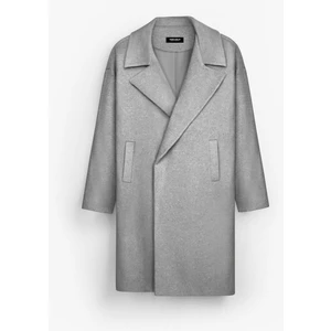 Oversize Rahat Kesim Uzun Erkek Kaşe Kaban Palto Gri